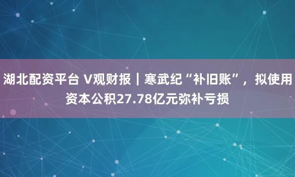 湖北配资平台 V观财报｜寒武纪“补旧账”，拟使用资本公积27.78亿元弥补亏损